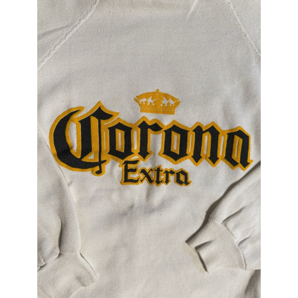 Vintage Corona Extra Beer Sweatshirt Hanes Made USA 80s 90s White Large‎ Promo